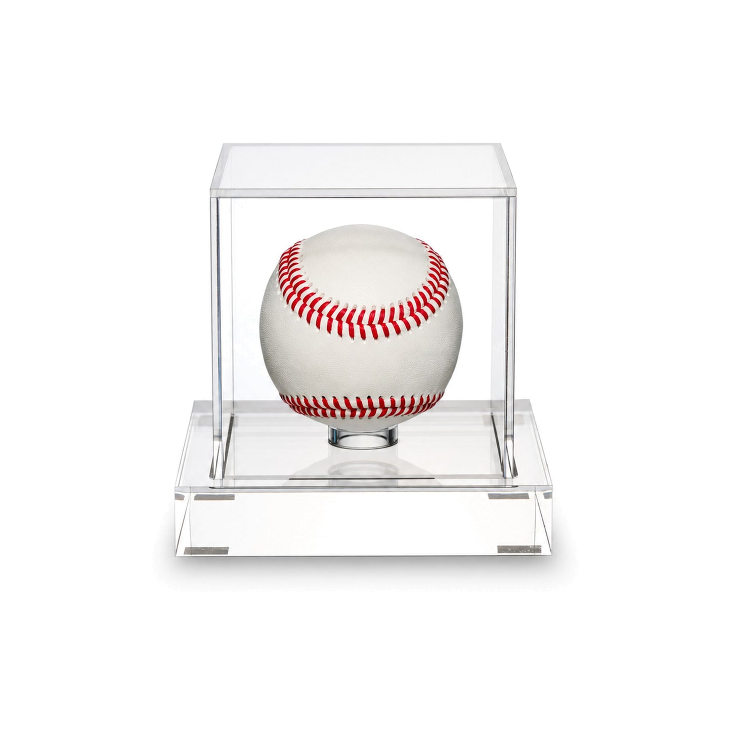 Luxe baseball display case by Wexel Art with 98% UV-blocking clear acrylic cover and solid 1 inch thick acrylic base holding an official size baseball