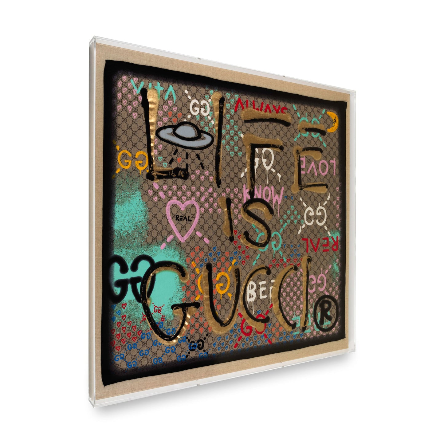 Framed Life Is Gucci Silk Scarf in 36x36x2" Shadowbox