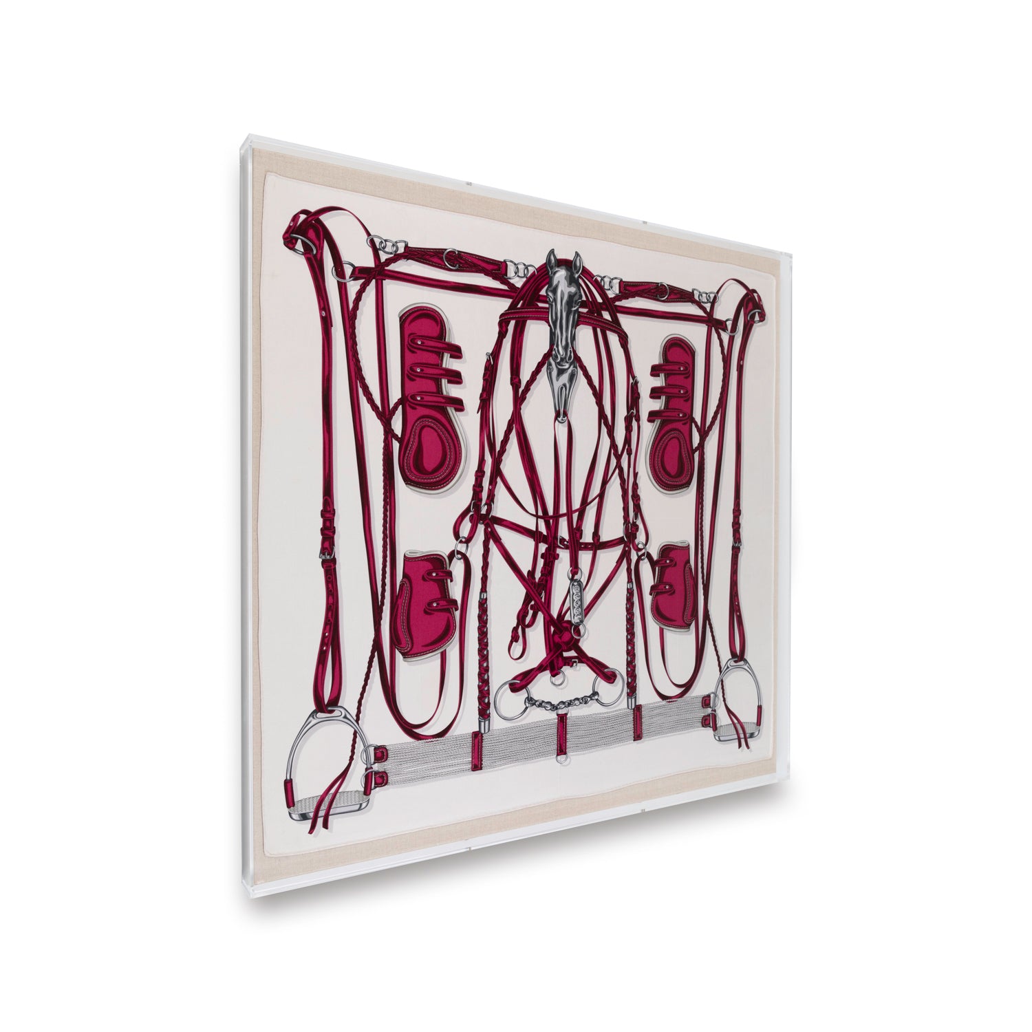 Framed silk square printed with a multicolored Monogram …